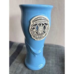 2015 Renaissance Pleasure Faire 8" Tall Lt. Blue Unicorn Grey Fox Pottery Goblet